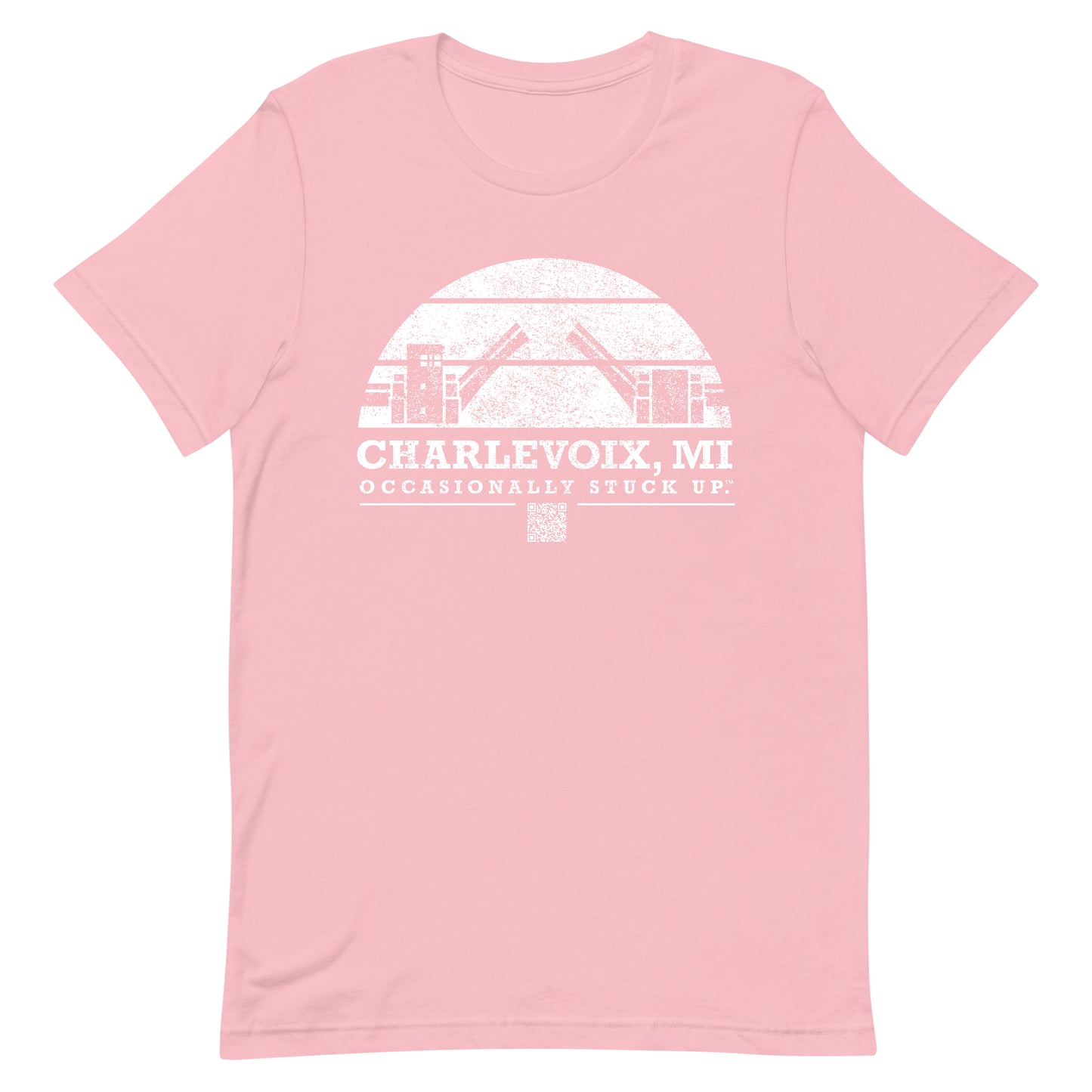 Pink & White Charlevoix "Occasionally Stuck Up" Tee