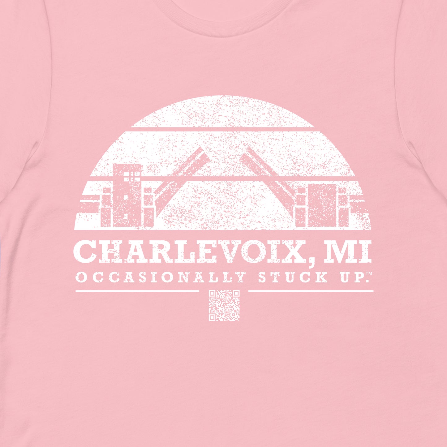 Pink & White Charlevoix "Occasionally Stuck Up" Tee