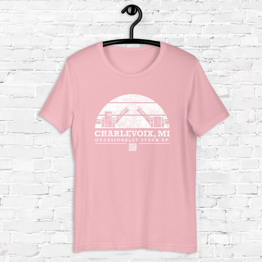 Pink & White Charlevoix "Occasionally Stuck Up" Tee