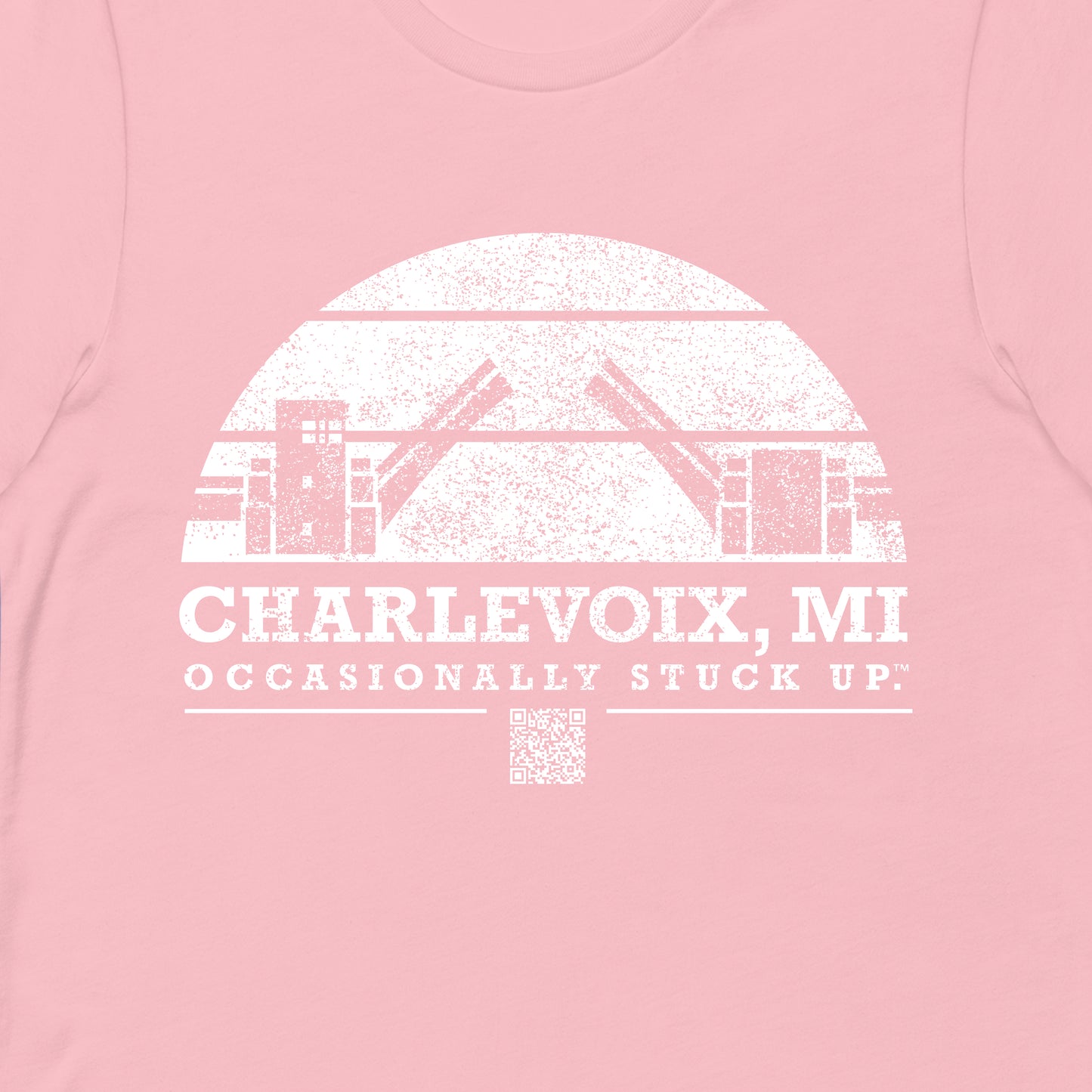 Pink & White Charlevoix "Occasionally Stuck Up" Tee